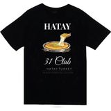 stonedfame Hatay - 31 - Künefe - Mozaik - Şehir Baskılı Unisex %100 Pamuk Siyah T-Shirt