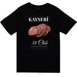 stonedfame Kayseri 38 Erciyes Dağı Pastırma Şehir Baskılı Unisex %100 Pamuk Siyah T-Shirt - 2XL