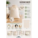 Stonehill Büzgülü Süzme Bezi 25 x 35 cm -%100 Doğal Pamuk, 3-4 kg Kapasiteli Yoğurt, Labne ve - 0 - 1 lt