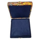 Stonelys Lüks Kadife Takı Kutusu, Mücevher ve Tesbih için, Desenli Kadife Kaplama, Kilitli, Premium Hediye Kutusu (DESENLİ LACİVERT, 15X15)