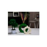 Stonnish Halka Vazo Dual Color Serisi Bohem Vazo 2 Li Set Krem & Çimen Yeşili