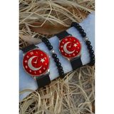 Stony Çift Saatleri Sevgili Saati Türk Bayrağı Tasarımlı Çift Kol Saatleri