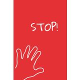 Stop! – Das rote Notizbuch: 120 linierte Seiten | Perfekt für klare Gedanken, To-dos und Ideen | Auffälliges Design mit Hand-Umriss