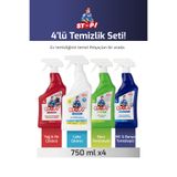 STOP Forte Zorlu Leke Seti 4 x 750 MLLeke, Derz,Yağ,Kir,Tuvalet,Banyo Temizleyici