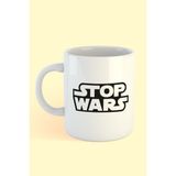 Stop Wars Baskılı Kahve Kupası - Beyaz - 300 cc