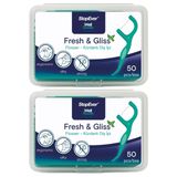 StopEver Fresh & Gliss Kürdanlı Diş İpi 2'li Paket (100 Adet) | Nane Aromalı | Diş Arası Temizliği, Ağız Hijyeni ve Günlük Kullanım için İdeal | Plastik Kutulu ve Taşıma Kılıflı Hediyeli
