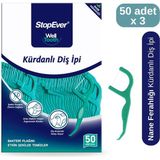 StopEver Kürdanlı Diş İpi 3'lü Paket 3 x 50 - 150 Adet - Taşıma Kılıflı