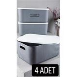 Storage 4 Adet 13 Lt Gri - Dolap İçi Düzenleyici Kıyafet Organizer - Hobi Oyuncak Kutusu