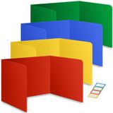 Storage Standard Öğrenci Masaları için 4 Paket Sınıf Gizlilik Kalkanları Masa Bölücüler - Çeşitli Renkler Temizlemesi Kolay Plastik Hapşırma Koruma Klasör Kurulu Çalışma Kareli - Okul Öğretmenleri için Bölücü Kalkan
