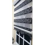 Storburada Gümüş Simli Sarmaşık Desenli Siyah Zebra Stor Perde Etek Dilimli 9300V03 Siyah 140 X 200