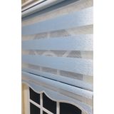 Storburada STB900 Zebra Zebra Desen Gümüş Simli Etek Dilimli Mavi 60x200 cm Stor Perde