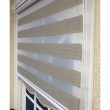 Storburada STB910 Zebra Organze Koyu Gümüş Simli Etek Dilimli Bej 140x260 cm Stor Perde