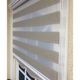 Storburada STB910 Zebra Organze Koyu Gümüş Simli Etek Dilimli Bej 60x200 cm Stor Perde