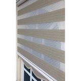Storburada STB910 Zebra Organze Koyu Gümüş Simli Etek Dilimli Bej 70x200 cm Stor Perde