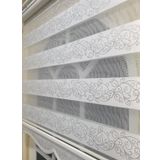 Storburada STB9300-V-01 Zebra Sarmaşık Desen Gümüş Simli Etek Dilimli Beyaz 110x260 cm Stor Perde
