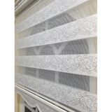 Storburada STB9300-V-01 Zebra Sarmaşık Desen Gümüş Simli Etek Dilimli Beyaz 200x200 cm Stor Perde