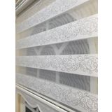 Storburada STB9300-V-01 Zebra Sarmaşık Desen Gümüş Simli Etek Dilimli Beyaz 60x200 cm Stor Perde