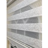 Storburada STB9300-V-01 Zebra Sarmaşık Desen Gümüş Simli Etek Dilimli Beyaz 80x260 cm Stor Perde