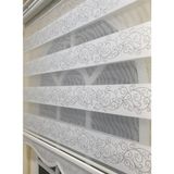 Storburada STB9300-V-01 Zebra Sarmaşık Desen Gümüş Simli Etek Dilimli Beyaz 90x200 cm Stor Perde