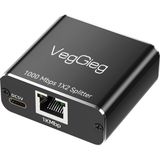 Store 1 Giriş 2 Çıkış RJ45 Gigabit Ethernet Çoklayıcı Splitter Adaptör - 0 - Siyah