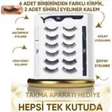 Store 12 Adet Takma Kirpik Seti 6 Farklı Çift - 2 Adet Mıknatıslı Likit Eyeliner Yapıştırıcı