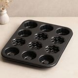 Store 12 Gözlü Metal Muffin Kek Kalıbı - Siyah - 0,60 x 19 x 29 cm