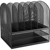 Store 3255BL Onyx Çalışma Masası Düzenleyici, Metal Kafes, Iki Uzunlamasına ve Altı Çapraz Bölmeli - 1 cm - 00-Siyah - Beyaz