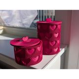 Store 3D Baskı Kalp Kapaklı Dekoratif Saklama Kutusu Takı Aksesuar Organizer Kavanoz Dalgalı Desen Fuşya - 0-Kahverengi - 0,7 - 1,3 cm