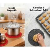 Store 3’lü Silikon Nihale Seti – Sıcağa Dayanıklı Kaymaz Tencere Altlığı | Çok Amaçlı Petek Desenli Nihale | Kurabiye & Kalburabastı Şekillendirme Matı | Siyah Gri Kırmızı - Altın