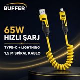 Store 4'ü 1 Arada Esnek Spiral Hızlı Şarj Kablosu, Araç Içi Yaylı Kablo, Type-C ve Lightning Uyumlu Çoklu Şarj Kablosu