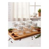 Store 6’lı Korken Kare Kavanoz 300 ml Vakumlu Kilitli Cam Saklama Kavanozu