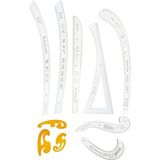 Store 7 Parça Mdf Kalıp Çizim Cetvel Seti – Pantolon,ceket,etek,yaka,kol,pile Çok Amaçlı Dikiş Cetveli - 0 - --