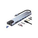 Store 8in1 USB Type-C Hub Port Adaptör HDMI USB Ethernet Pd Girişli, Gri