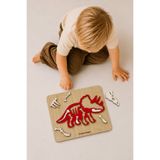 Store Ahşap Dinozor Puzzle Bul Tak Oyuncak Triceratops Iskelet 3+ Yaş Eğitici Montessori Yapboz