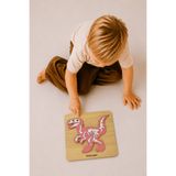 Store Ahşap Dinozor Puzzle Bul Tak Oyuncak Velociraptor Iskelet 3+ Yaş Eğitici Montessori Yapboz
