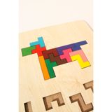 Store Ahşap Eğitici Puzzle | 3’ü 1 Arada Şekiller, Renkler ve Hayvanlar Yapboz | Montessori 3+ Yaş Oyuncak