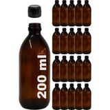 Store Amber Ecza Şişesi, 200 Ml, Kahverengi Cam, Plastik Contalı Kilit Kapak, Hava ve Sıvı Sızdırmaz, 28MM Ağız Çaplı, Parfüm Demlemek Için Uygun, 20 Adet (200 Ml, Siyah Kapak) - Adaçayı Yeşili