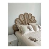 Store Bambu Rattan Hasır Yatak Başlık El Yapımı Çift Kişilik Ceviz Renk 160cm