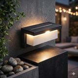 Store Barbaros Solar 2 Kademe Hareket Sensörlü Cata Dış Mekan LED Aplik - 40W Güçlü 4300 Lümen 3200K Gün Işığı - IP44 Su Geçirmez Kablosuz Bahçe, Teras ve Duvar Aydınlatması (Güneş Enerjili) - 0 - Siyah