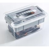 Store Bölmeli ve Katlı Plastik Organizer Makyaj Düzenleyici – Kilitli Takım Sandığı Organizer Kutu, Taşıma Kulplu Çok Amaçlı Düzenleyici, Katlı Saklama Kutusu (Asorti Renk) (9 Litre) - 00-Siyah - Beyaz