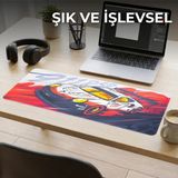 Store Büyük Oyuncu Mouse Pad 300X700 Mm, Spor Araba Temalı Mikro Kumaş Yüzeyli Desenli Mousepad, Kaymaz Kauçuk Tabanlı Xl Masa Matı (Desk Pad) - 00-Siyah - Beyaz