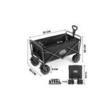 Store CampSteel 100 Litre Fren Sistemli, Rulmanlı, Kalın Teker, XXL Boy Katlanır Vagon (91x50x56 cm) Plaj Taşıma ve Kamp Piknik Arabası - Siyah