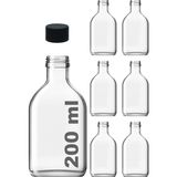 Store Cold Brew Yassı Şeffaf 200 ml Siyah Plastik Kapaklı Boş Cam Şişe 6 Adet (Soğuk Kahve)