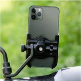 Store GA42 Motor Motosiklet Telefon Tutucu Tamamı Alüminyum Metal Kasa Ayna Tutucu - 000-Siyah