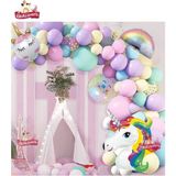 Store Gökkuşağı Konsepti Unicorn Temalı Makaron Balon Doğum Günü Parti Kutlama Seti