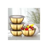 Store Gold Kase 3'lü Gold Paslanmaz Çelik Kapaklı Kase Karıştırma Kasesi Gold Salata Kasesi Meyve Kasesi
