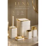 Store HGY Home Beyaz Gold Detaylı Luna Kare 5'li Banyo Seti - 7 Litre