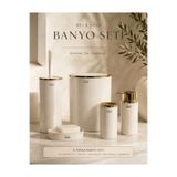 Store HGY Home Gold Detaylı Bej Rengi Yuvarlak 5'li Banyo Seti