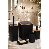 Store HGY Home Mina Due Kahverengi Detaylı Siyah Çizgili 5'li Banyo Seti