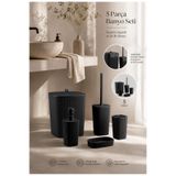 Store HGY Home Safir Yapışkanlı 5'li Banyo Seti - Siyah